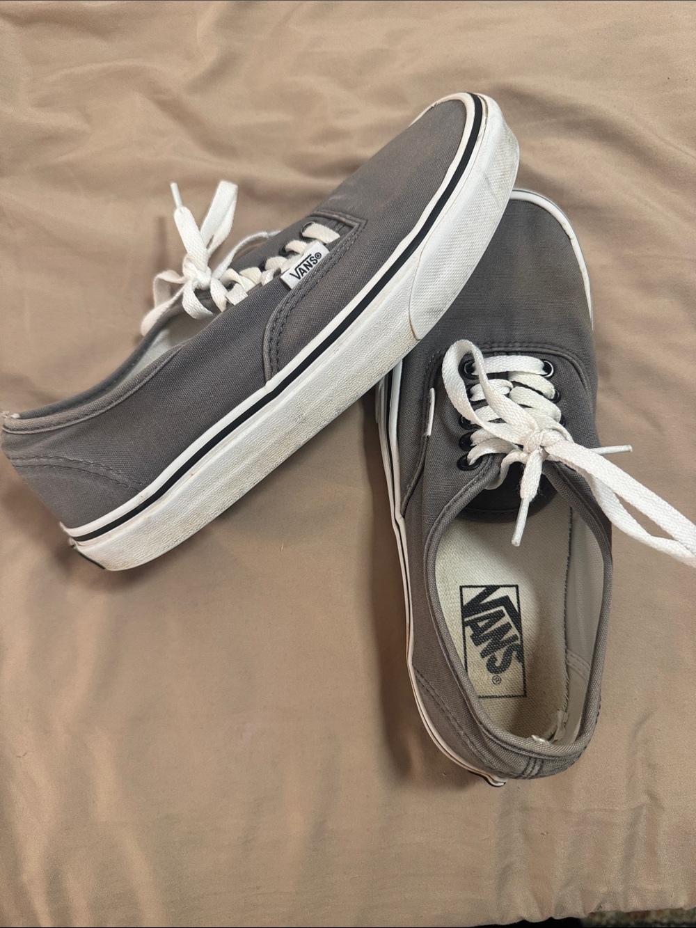 Vans Gray Canvas Authentic Low-Top Sneakers